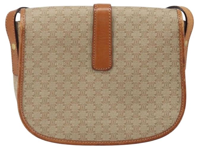 Céline CELINE Macadam Canvas Schultertasche PVC Beige Gold Auth 174598 Golden - Ansicht 2