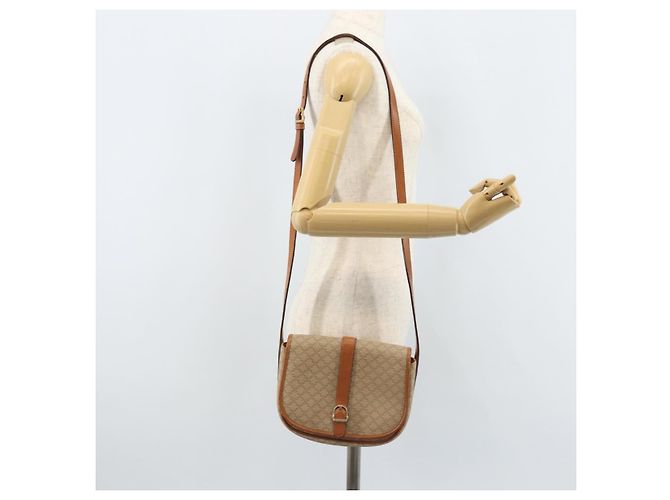 Céline CELINE Macadam Canvas Schultertasche PVC Beige Gold Auth 174598 Golden - Ansicht 23