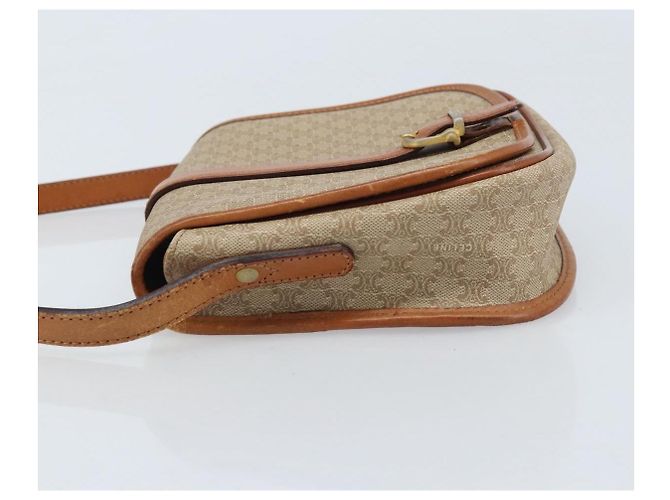 Céline CELINE Macadam Canvas Schultertasche PVC Beige Gold Auth 174598 Golden - Ansicht 4