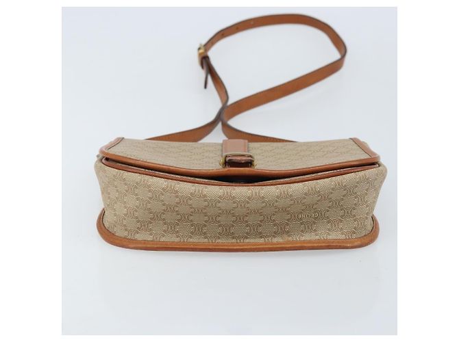 Céline CELINE Macadam Canvas Schultertasche PVC Beige Gold Auth 174598 Golden - Ansicht 5