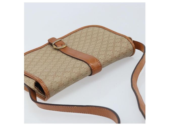 Céline CELINE Macadam Canvas Schultertasche PVC Beige Gold Auth 174598 Golden - Ansicht 6