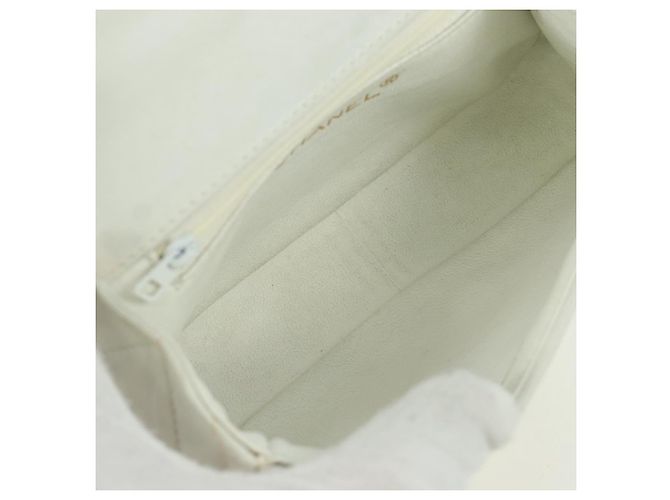 CHANEL Bolsa de Ombro Griboa V Stitch em Couro Branco Ouro CC Auth ARZ551SAV Dourado - vue 10