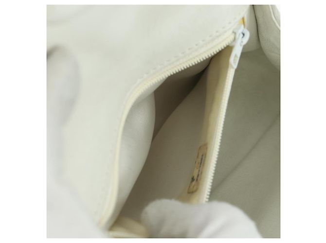 CHANEL Bolsa de Ombro Griboa V Stitch em Couro Branco Ouro CC Auth ARZ551SAV Dourado - vue 26