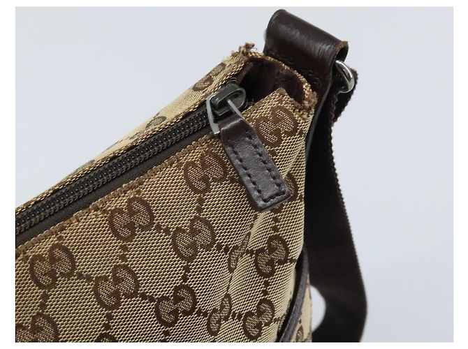 Borsa a Spalla GG Canvas Gucci Beige Argento 145857 Auth ep13742 - vista 10