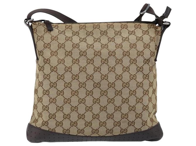 Borsa a Spalla GG Canvas Gucci Beige Argento 145857 Auth ep13742 - vista 2