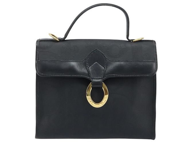 Borsa a mano in tela Trotter Christian Dior PVC nera e oro Auth ep13801 Nero D'oro - vista 13