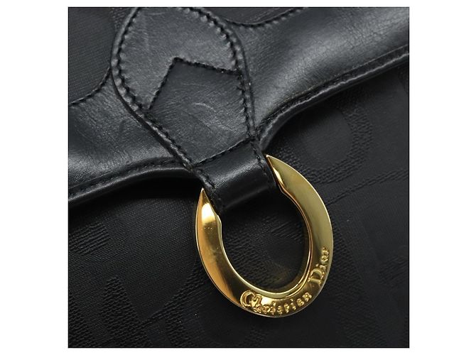 Borsa a mano in tela Trotter Christian Dior PVC nera e oro Auth ep13801 Nero D'oro - vista 17