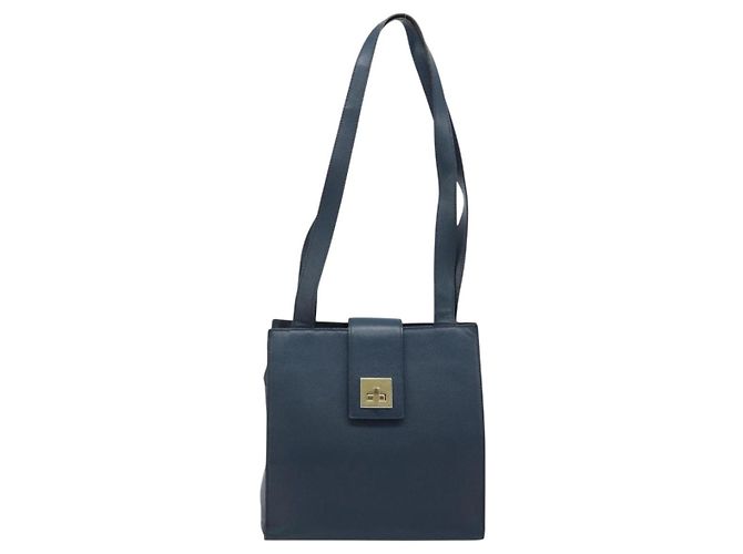 Céline Borsa a Spalla CELINE in Pelle Blu Navy Oro Auth ka3054 D'oro - vista 13