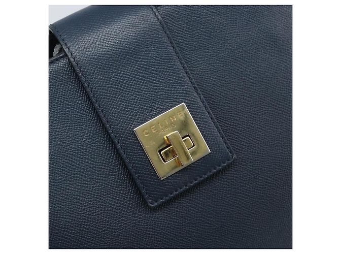 Céline Borsa a Spalla CELINE in Pelle Blu Navy Oro Auth ka3054 D'oro - vista 17
