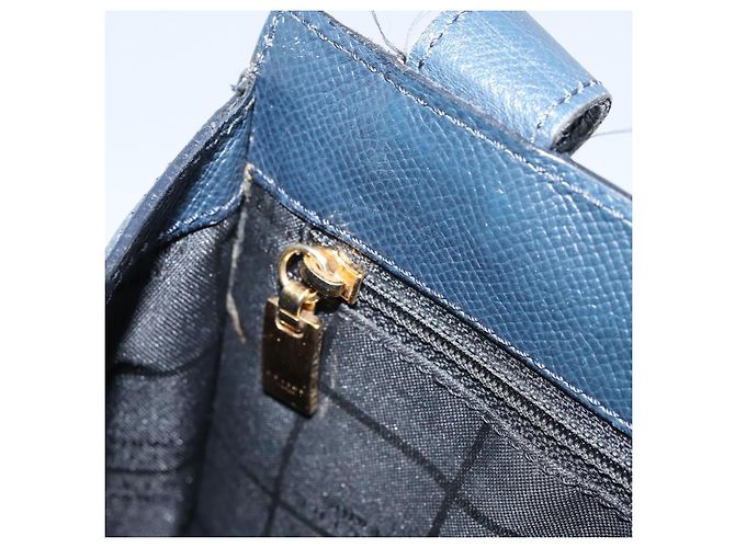 Céline Borsa a Spalla CELINE in Pelle Blu Navy Oro Auth ka3054 D'oro - vista 21
