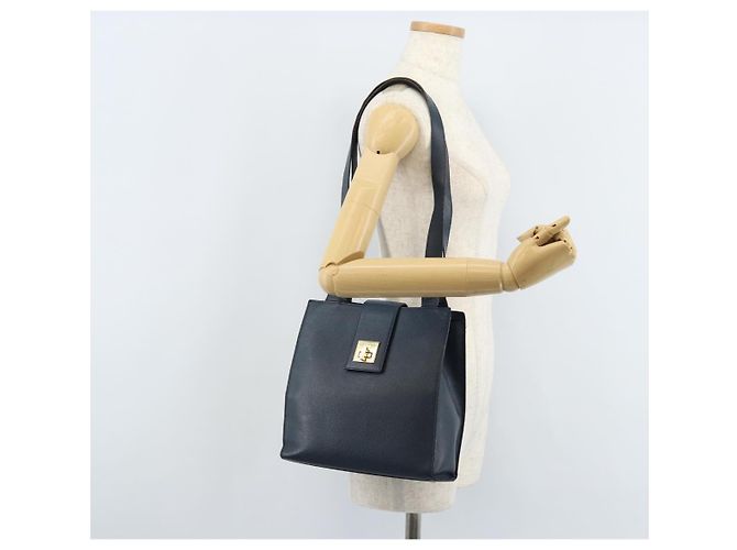 Céline Borsa a Spalla CELINE in Pelle Blu Navy Oro Auth ka3054 D'oro - vista 23