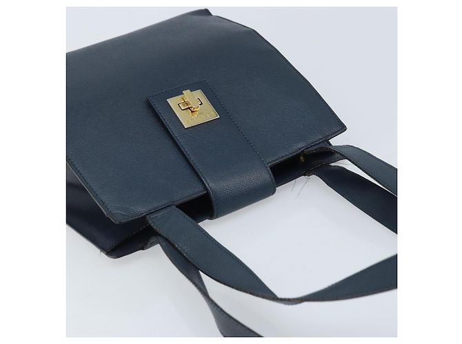 Céline Borsa a Spalla CELINE in Pelle Blu Navy Oro Auth ka3054 D'oro - vista 6