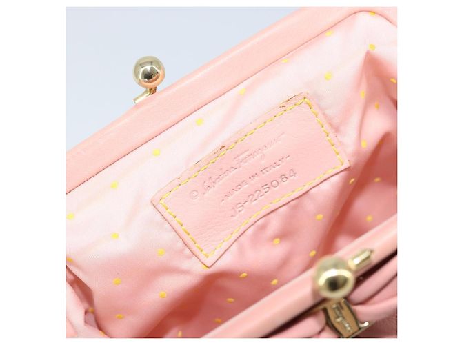 Pochette in pelle Vala Chain di Salvatore Ferragamo Rosa Oro Auth LNZ683A - vista 12