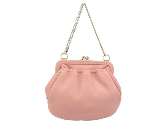 Pochette in pelle Vala Chain di Salvatore Ferragamo Rosa Oro Auth LNZ683A - vista 2