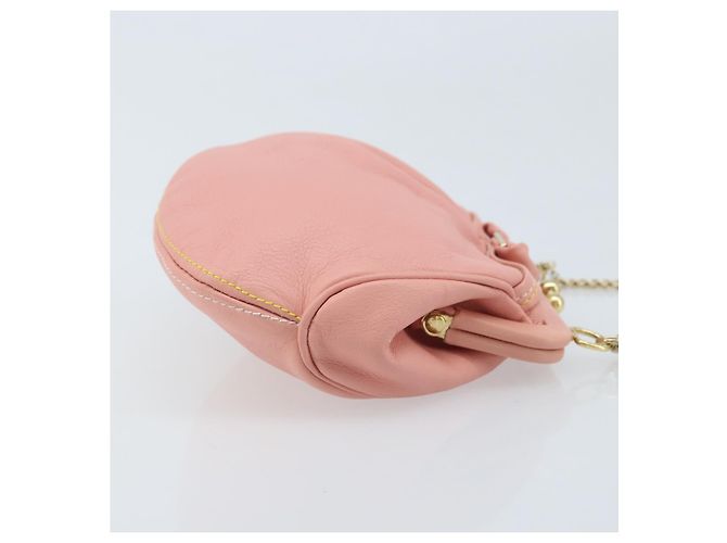 Pochette in pelle Vala Chain di Salvatore Ferragamo Rosa Oro Auth LNZ683A - vista 3