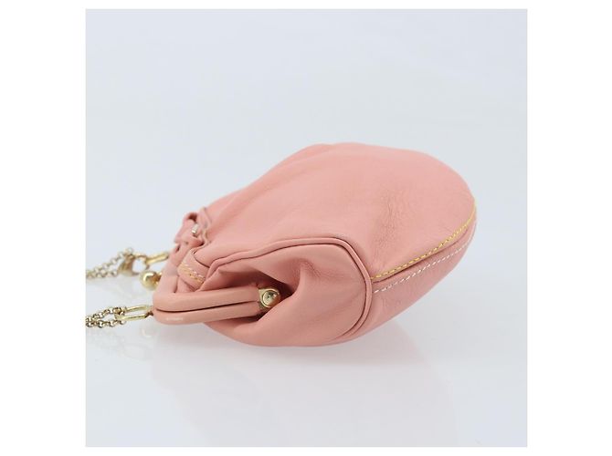 Pochette in pelle Vala Chain di Salvatore Ferragamo Rosa Oro Auth LNZ683A - vista 4
