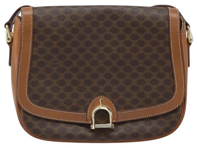 Céline Borsa a spalla in tela Macadam CELINE in pelle PVC marrone oro Auth bs34010 D'oro - vista 13