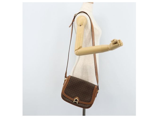 Céline Borsa a spalla in tela Macadam CELINE in pelle PVC marrone oro Auth bs34010 D'oro - vista 22