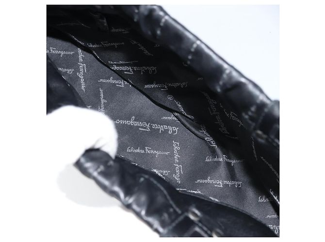 Borsa a mano Salvatore Ferragamo in pelle nera argento Auth ARZ140 Nero - vista 11