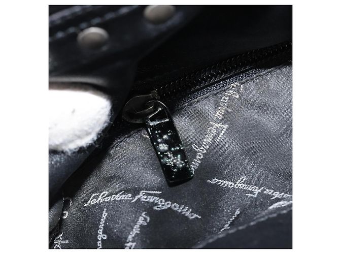 Borsa a mano Salvatore Ferragamo in pelle nera argento Auth ARZ140 Nero - vista 19