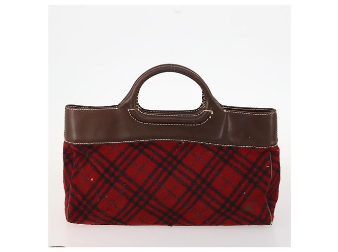 Borsa in pelle PVC Burberrys Nova Check Blue Label 5 pezzi nero beige Auth fm5233 Rosso - vista 17