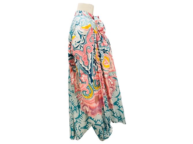 Blusa con colletto a fiocco stampata multicolore blu / rosa Etro - vista 2