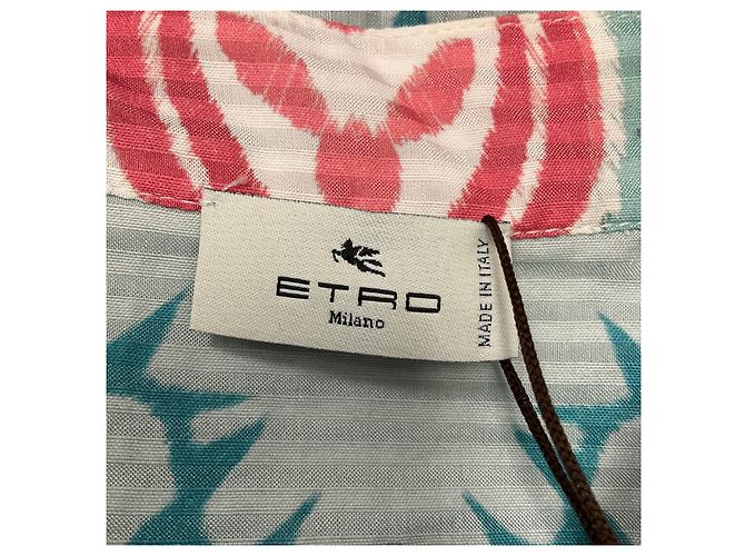 Blusa con colletto a fiocco stampata multicolore blu / rosa Etro - vista 4