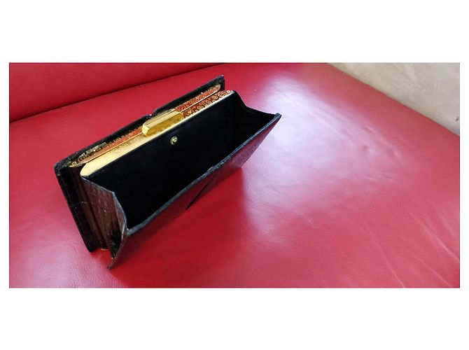 Autre Marque Borsa da sera/Clutch - Werber Paris in coccodrillo vero - Anni '70 - Unico Nero - vista 12