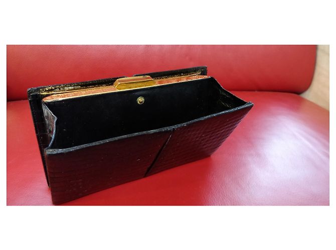 Autre Marque Borsa da sera/Clutch - Werber Paris in coccodrillo vero - Anni '70 - Unico Nero - vista 13