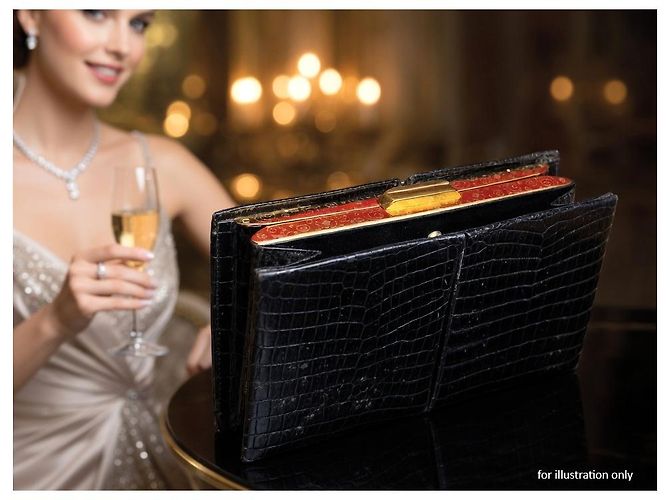 Autre Marque Borsa da sera/Clutch - Werber Paris in coccodrillo vero - Anni '70 - Unico Nero - vista 14