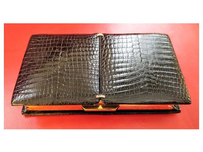 Autre Marque Borsa da sera/Clutch - Werber Paris in coccodrillo vero - Anni '70 - Unico Nero - vista 2