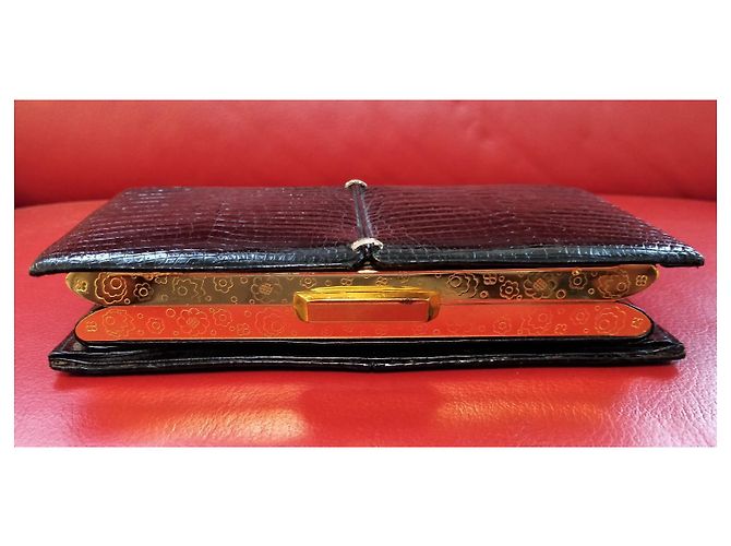 Autre Marque Borsa da sera/Clutch - Werber Paris in coccodrillo vero - Anni '70 - Unico Nero - vista 4
