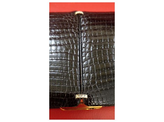Autre Marque Borsa da sera/Clutch - Werber Paris in coccodrillo vero - Anni '70 - Unico Nero - vista 5