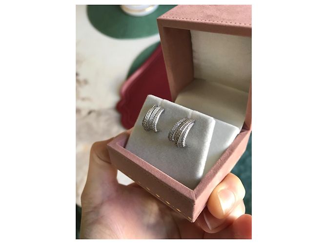 Autre Marque Diamant Ohrringe 1 Karat 18 Karat Weißgold - Ansicht 12
