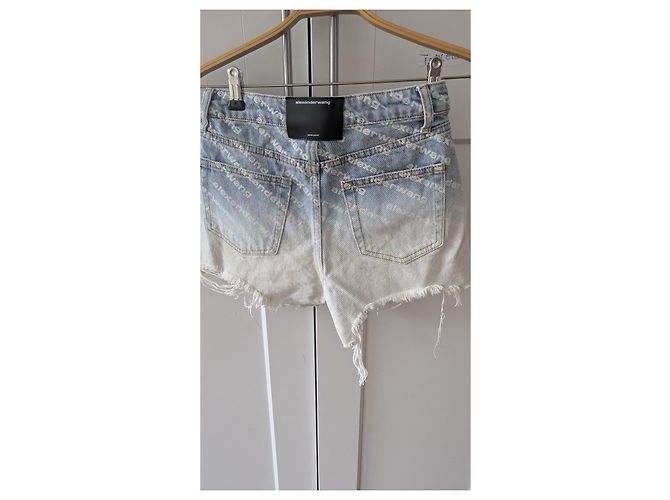 Pantaloncini Alexander Wang in cotone blu - vista 3