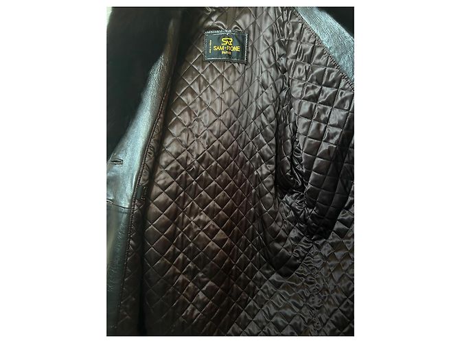 Sam Rone Cappotto Lungo in Angora Lana e Visone Marrone Scuro - vista 10