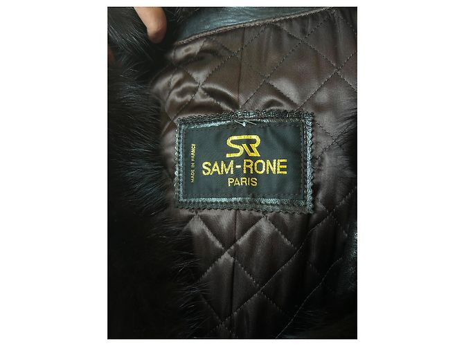 Sam Rone Cappotto Lungo in Angora Lana e Visone Marrone Scuro - vista 3