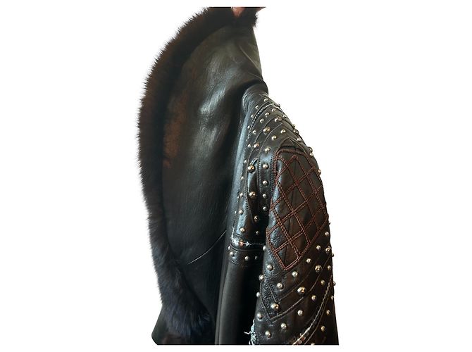 Sam Rone Cappotto Lungo in Angora Lana e Visone Marrone Scuro - vista 5