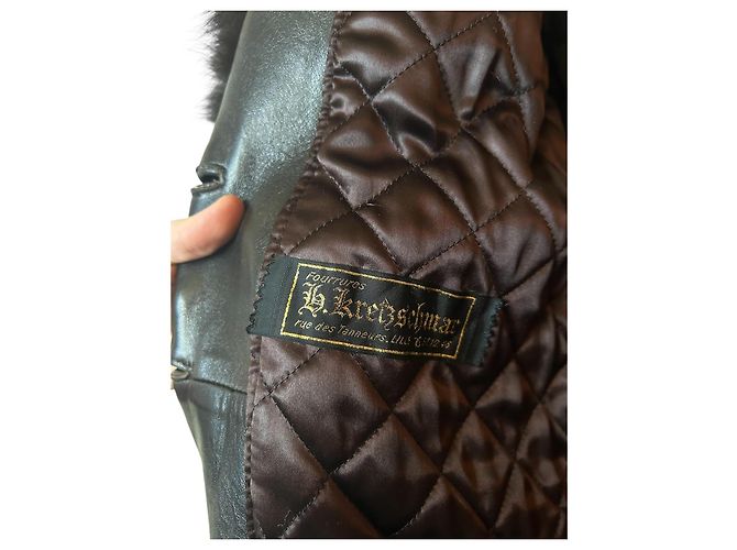 Sam Rone Cappotto Lungo in Angora Lana e Visone Marrone Scuro - vista 6