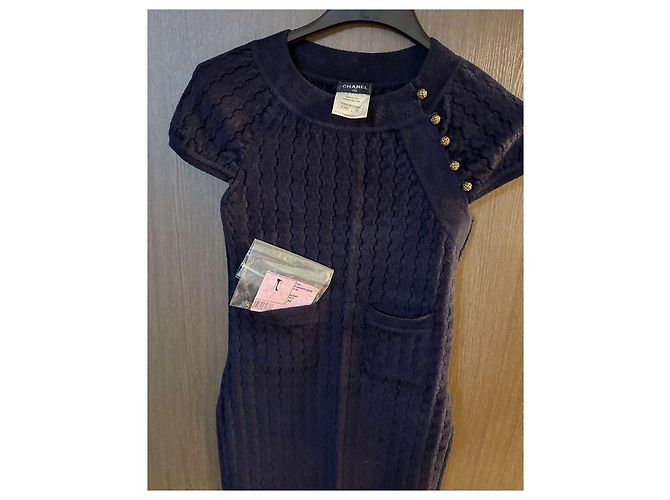 Chanel Runway Kleid Marineblau Viskose - Ansicht 2