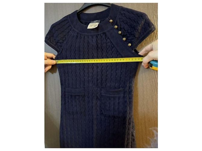Chanel Runway Kleid Marineblau Viskose - Ansicht 6