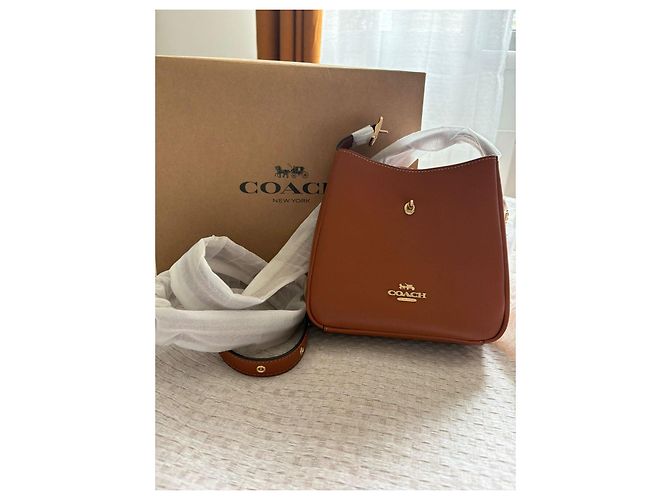 Borsa a secchiello Coach in pelle marrone - vista 10