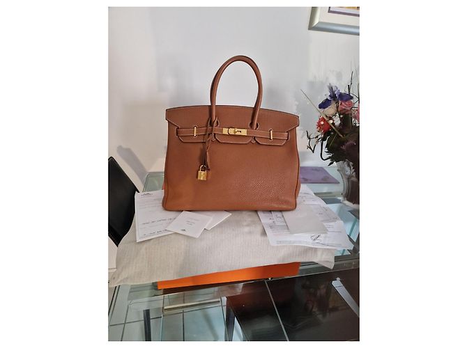 Hermès Kelly 35 cm Couleur Carmel Bijouterie dorée Camel - vue 2