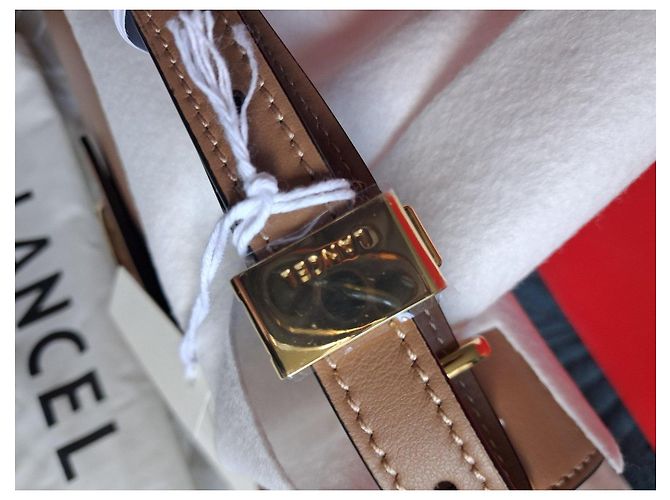 Borsa a spalla Lancel in pelle beige - vista 4