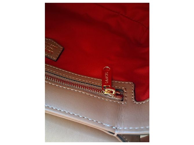 Borsa a spalla Lancel in pelle beige - vista 5