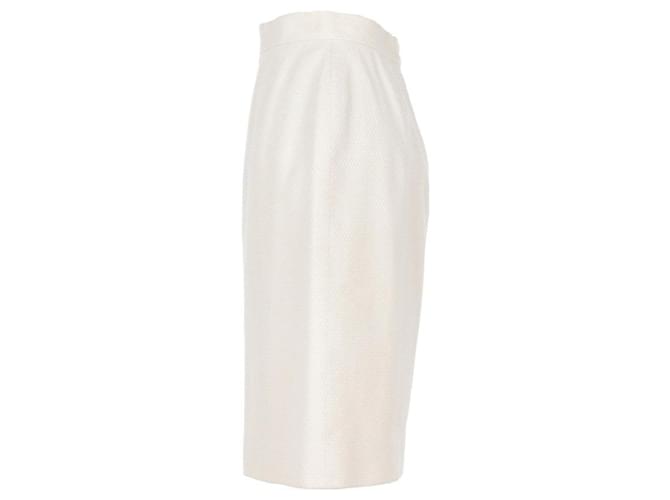 Falda de brocado de algodón blanco Chanel - vista 3