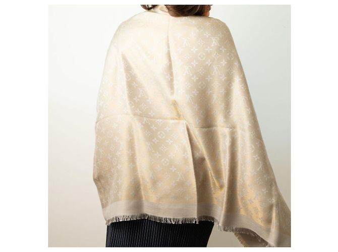Louis Vuitton Classic Wool Viscose Silk Foulard Gold Golden - view 4