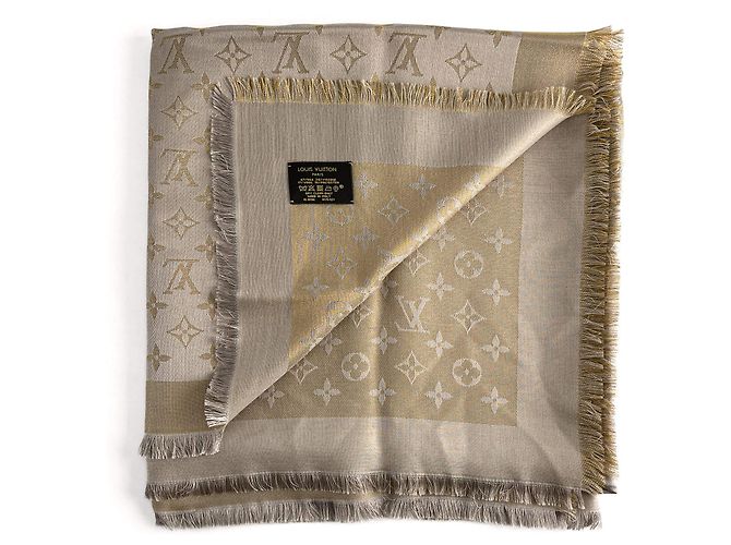 Louis Vuitton Classic Wool Viscose Silk Foulard Gold Golden - view 5