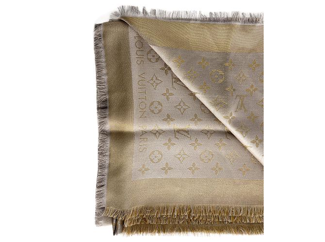 Louis Vuitton Classic Wool Viscose Silk Foulard Gold Golden - view 6