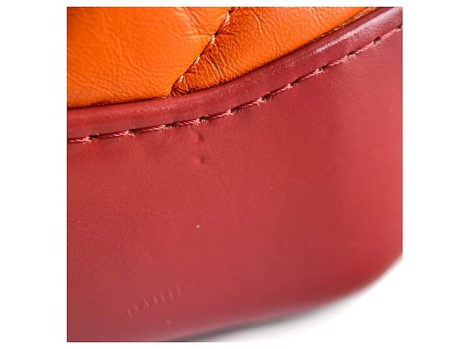 Chanel Borsa a spalla piccola in pelle di agnello chevron Gabrielle arancione - vista 11